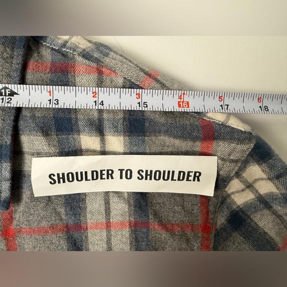 J Crew Mercantile Flex Men’ M Blue GRY Red Mid-Wt.  Flannel Cabincore Lumberjack - Picture 9 of 11